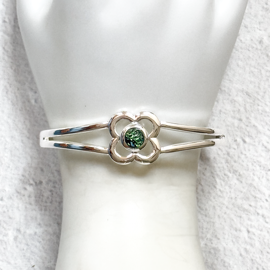 Flower Dichroic Fused Glass Cuff Bracelet-5036