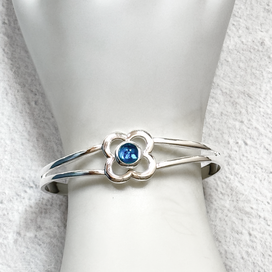 Flower Fused Glass Cuff Bracelet-5038