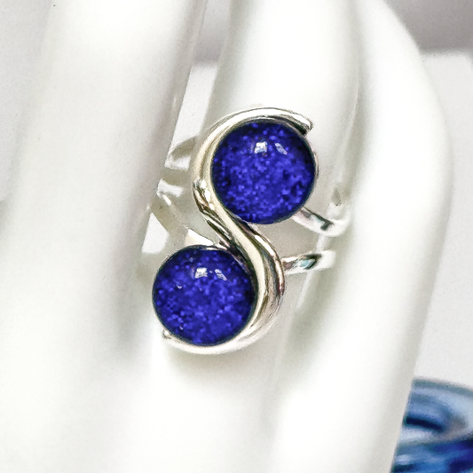 S-shaped Dichroic Fused Glass Ring-5043