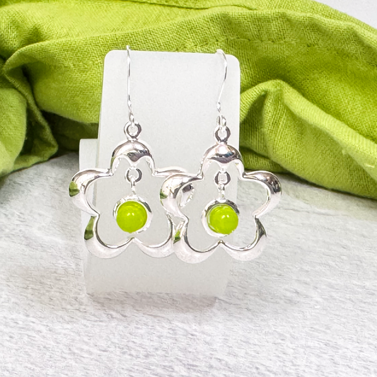 Dotted Flower Fused Glass Earrings-5058