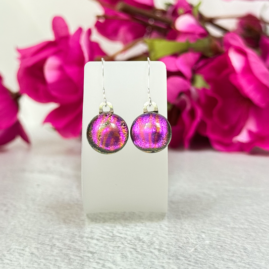 Dichroic Fused Glass Earring Dots-5072
