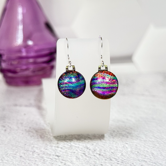 Dichroic Fused Glass Earring Dots-5073