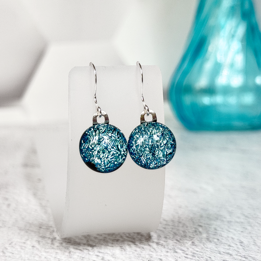 Dichroic Fused Glass Earring Dots-5074