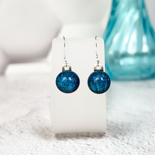 Dichroic Fused Glass Earring Dots-5077