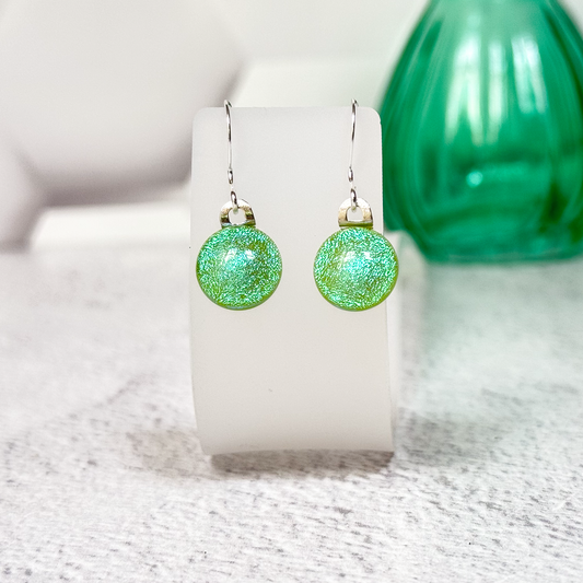 Dichroic Fused Glass Earring Dots-5078
