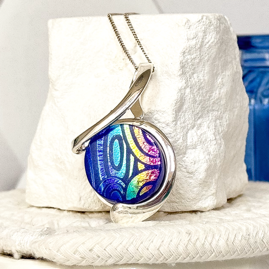 Looped Dichroic Fused Glass Necklace-5103