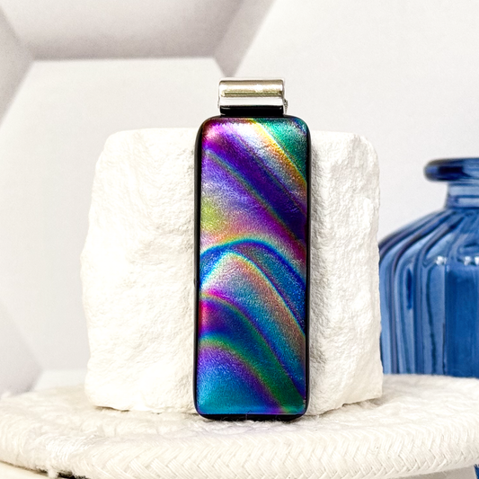 Satin Wave Dichroic Fused Glass Necklace-5112