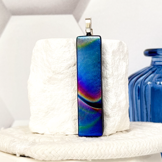 Satin Wave Dichroic Fused Glass Necklace-5113
