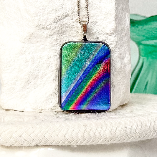 Satin Wave Dichroic Fused Glass Necklace-5117