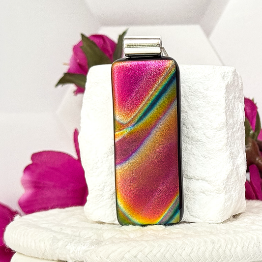 Satin Wave Dichroic Fused Glass Necklace-5126