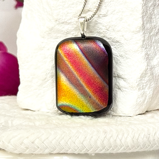 Satin Wave Dichroic Fused Glass Necklace-5131