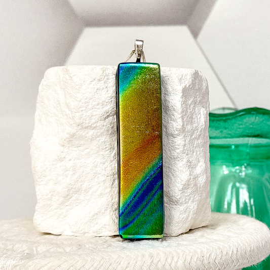 Satin Wave Dichroic Fused Glass Necklace-5135