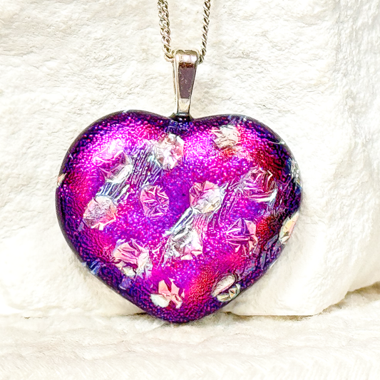 Ethereal Heart Dichroic Fused Glass Necklace-5152