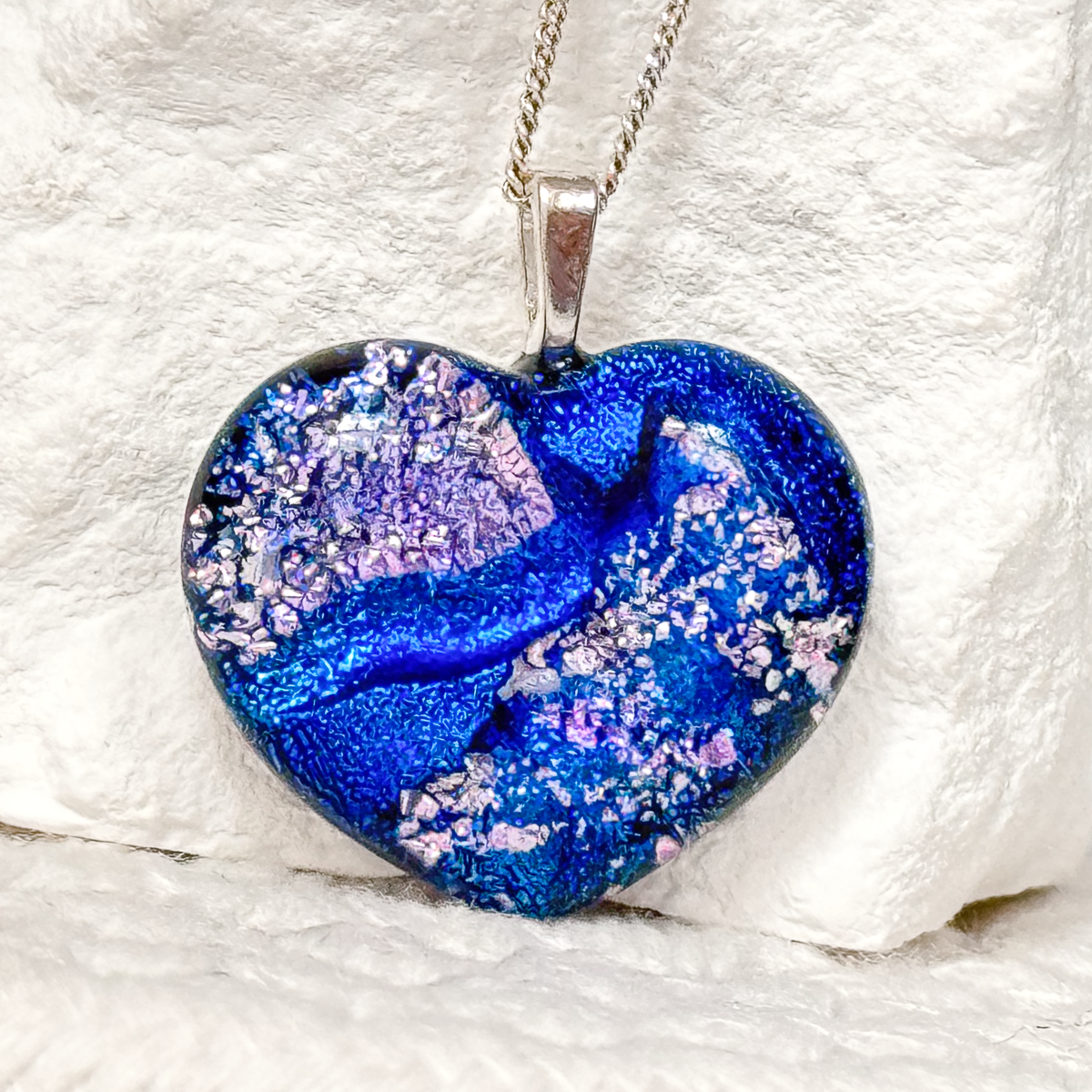 Ethereal Heart Dichroic Fused Glass Necklace-5156