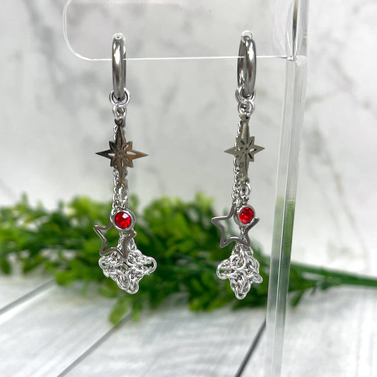 Star Fall Chainmail Earrings - 9632