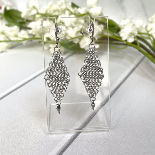 "Diamond" Chainmail Earrings - 9635