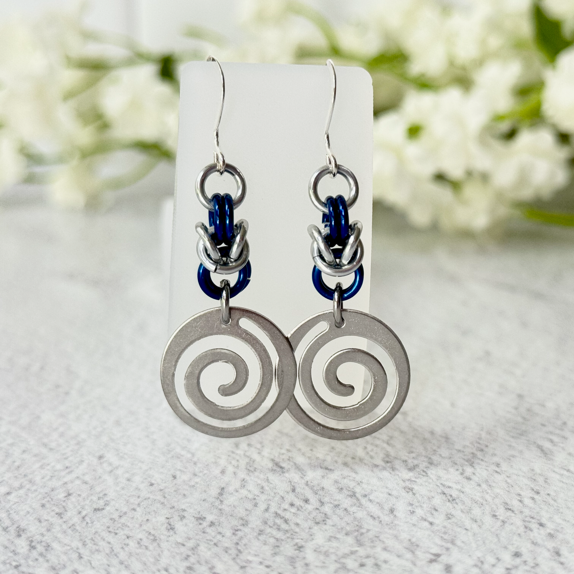 Swirl Chainmail Earrings - 9651
