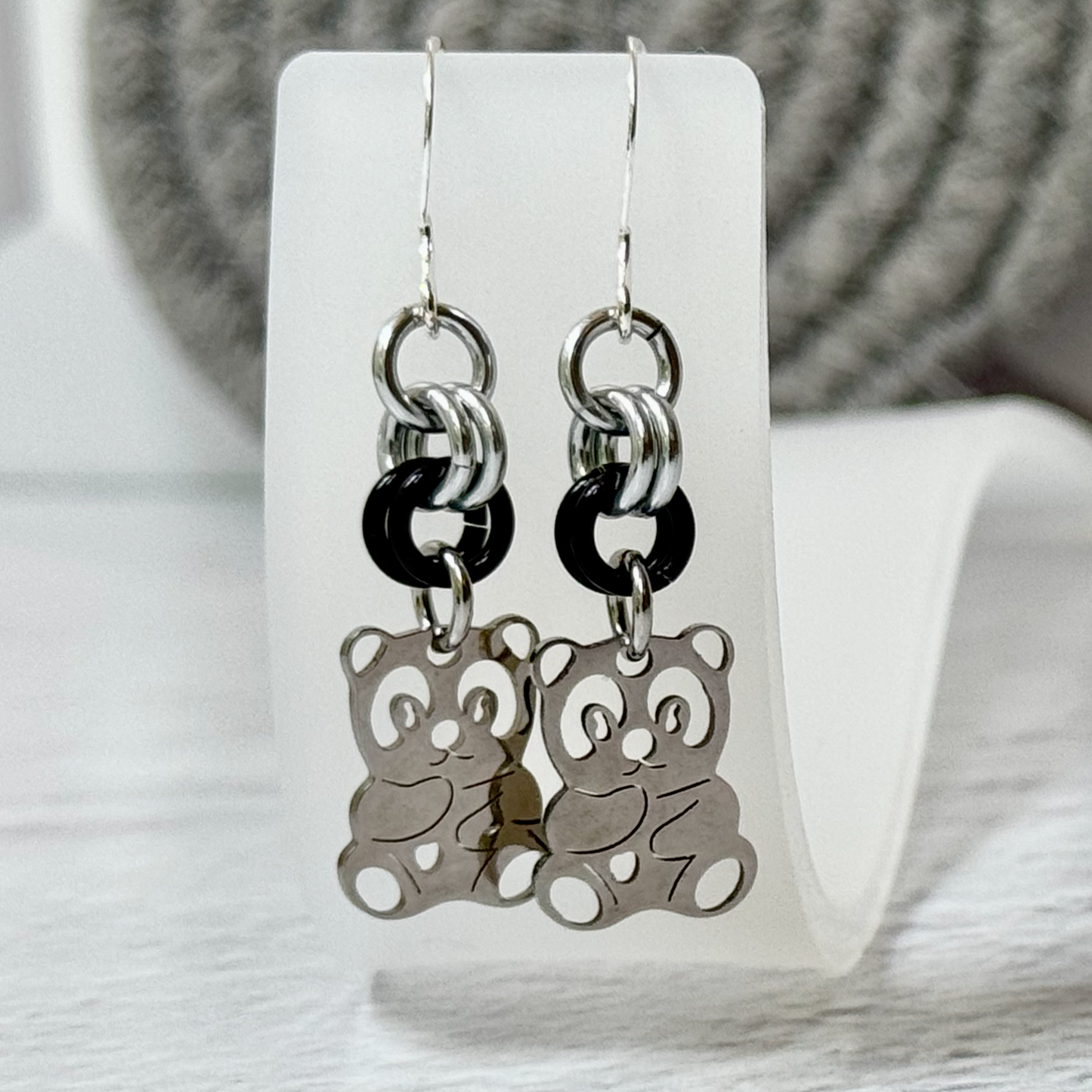 Panda Chainmail Earrings - 9657