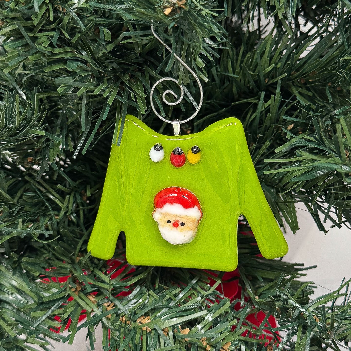 Christmas Sweater Fused Glass Ornament (Choose Design) - 9662