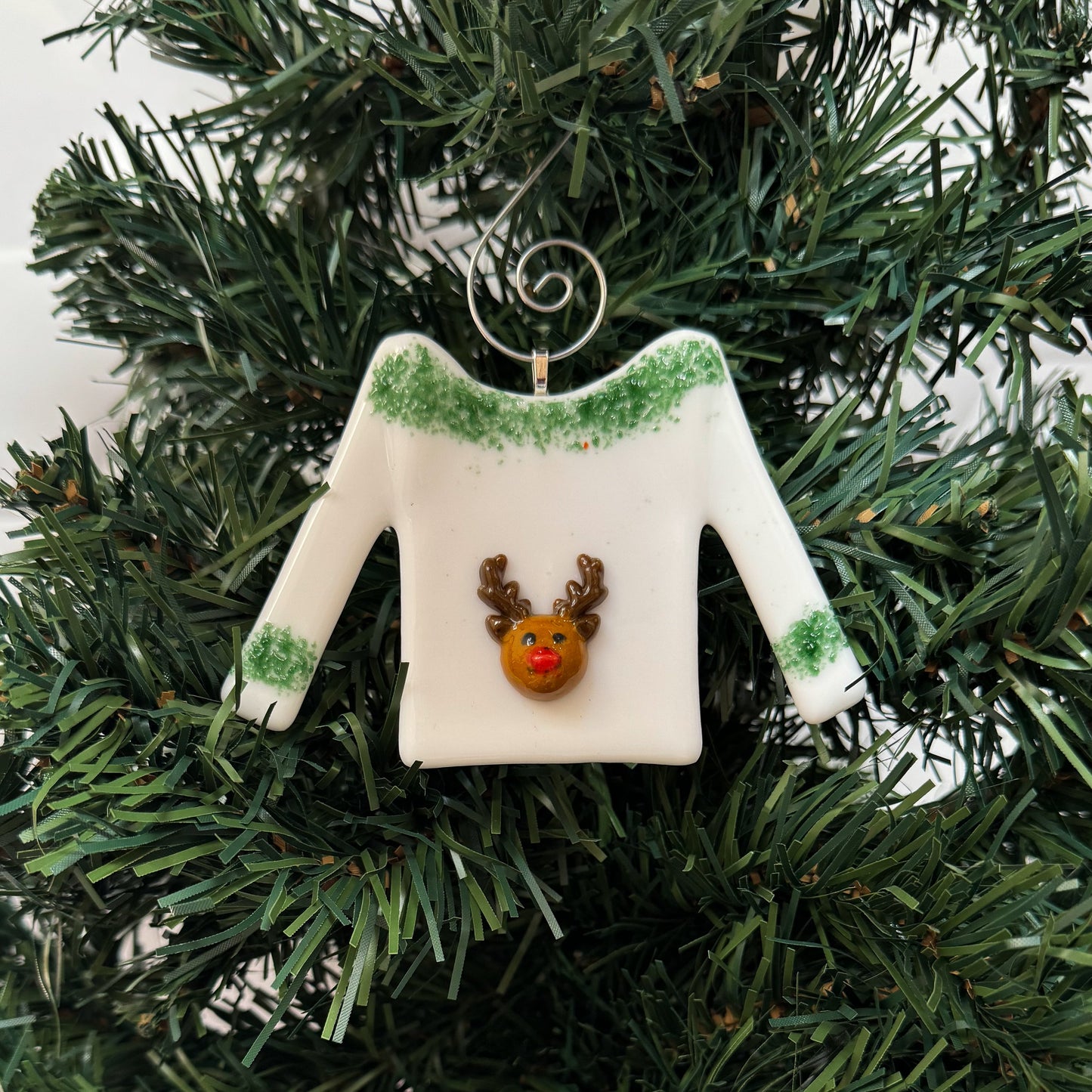 Christmas Sweater Fused Glass Ornament (Choose Design) - 9662