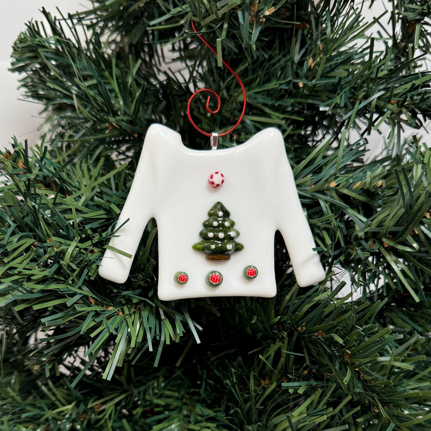 Christmas Sweater Fused Glass Ornament (Choose Design) - 9662