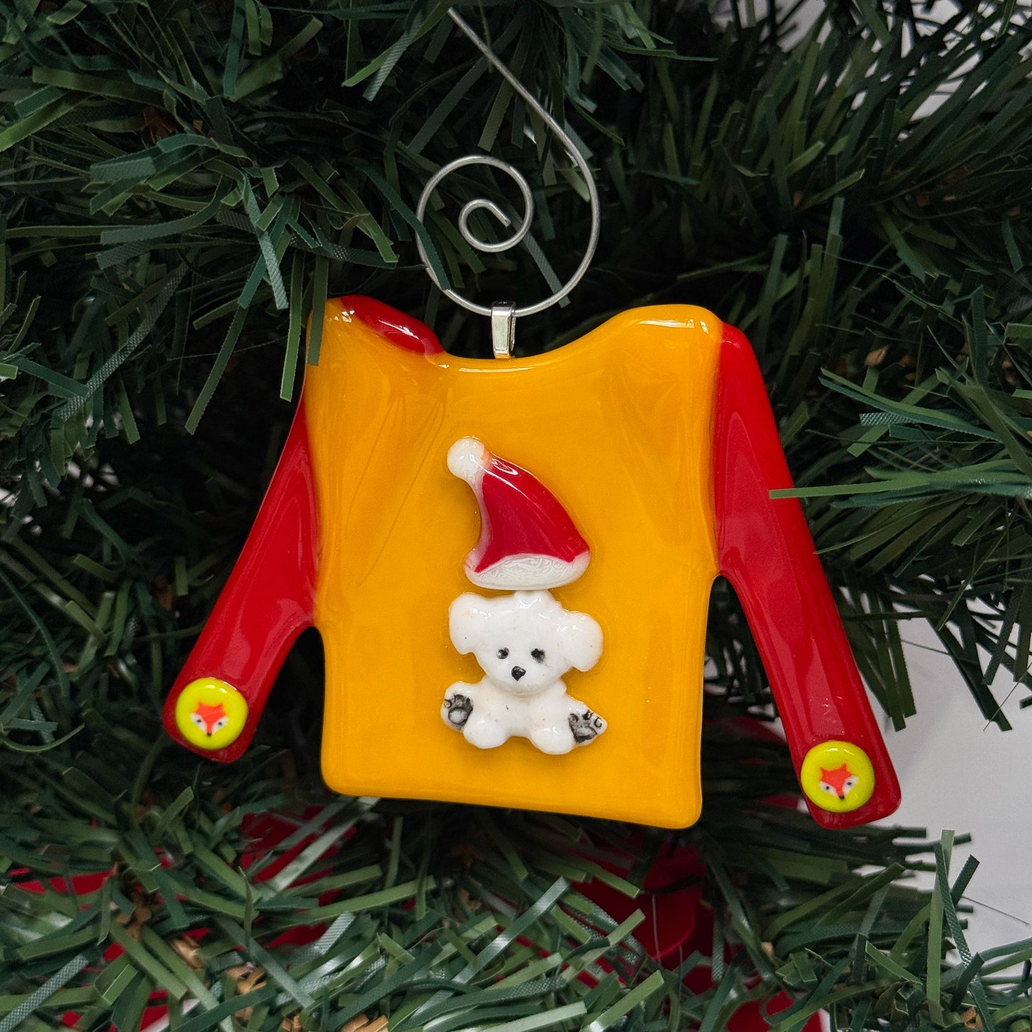 Christmas Sweater Fused Glass Ornament (Choose Design) - 9662