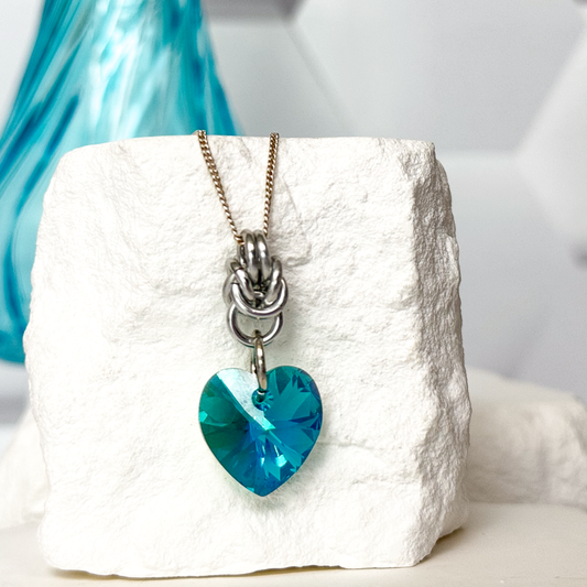 Swarovski Heart Chainmail Necklace - 9665