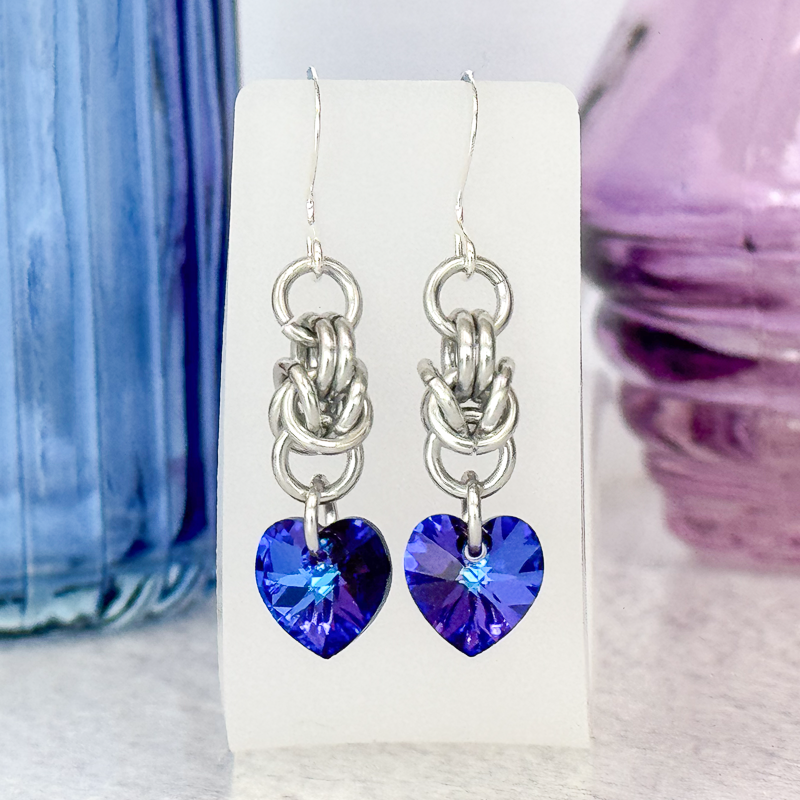 Swarovski Heart Chainmail Earrings - 9670