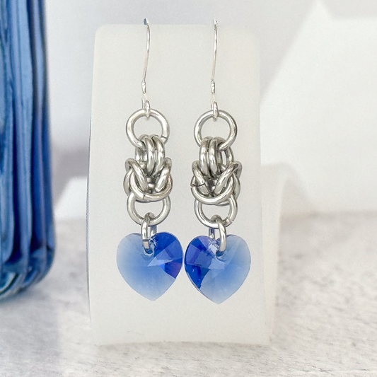 Swarovski Heart Chainmail Earrings - 9671