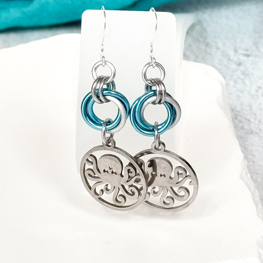 Octopus Chaimail Earrings-9697