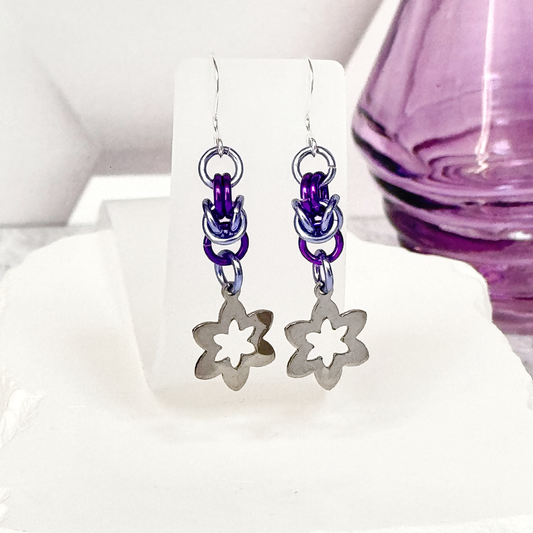 Star Flower Chainmail Earrings-9700