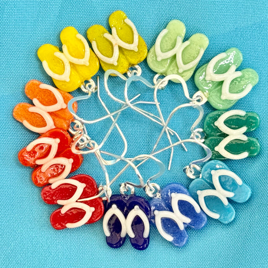 Flip Flop Fused Glass Earrings - 4499