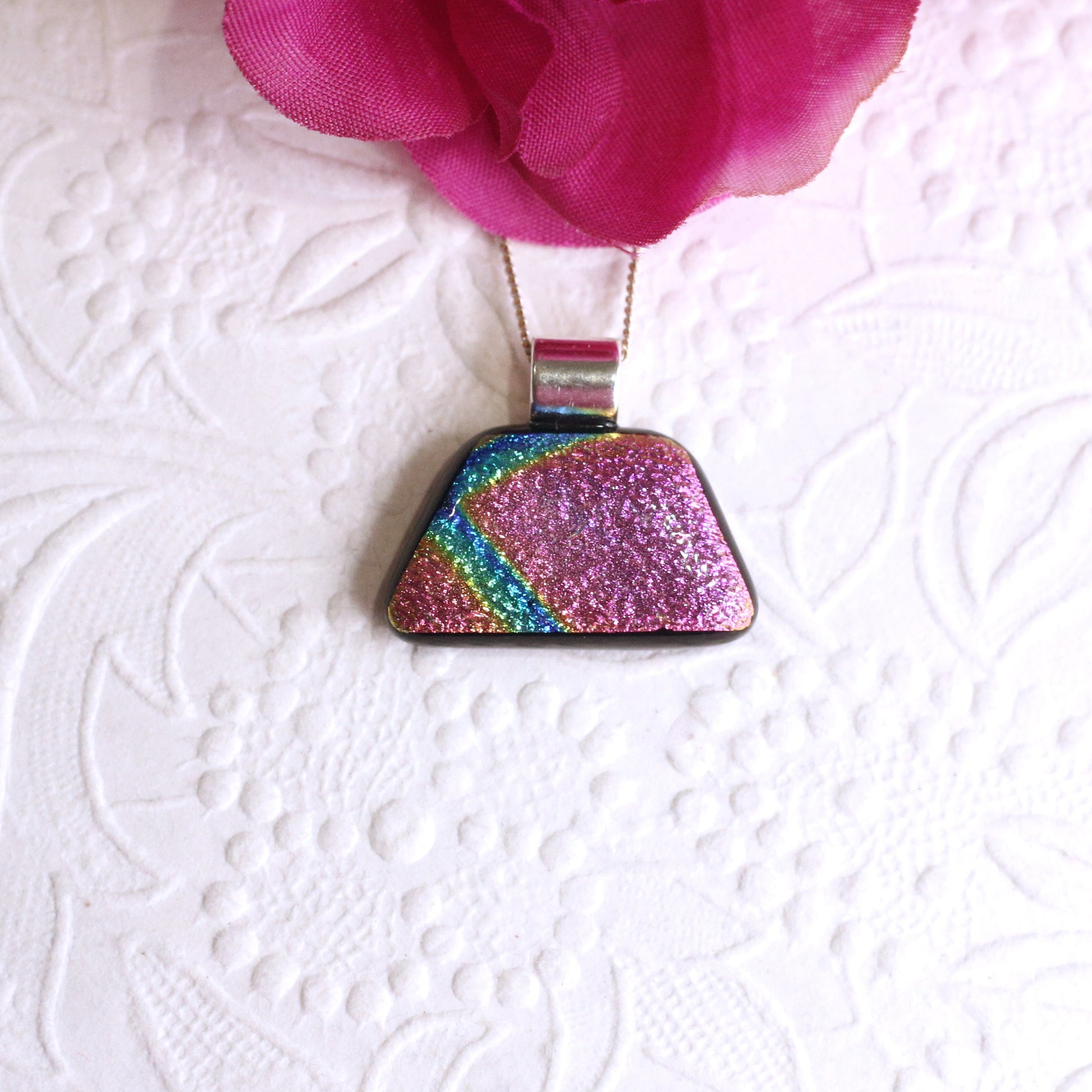 Fused Glass Necklace - 3569