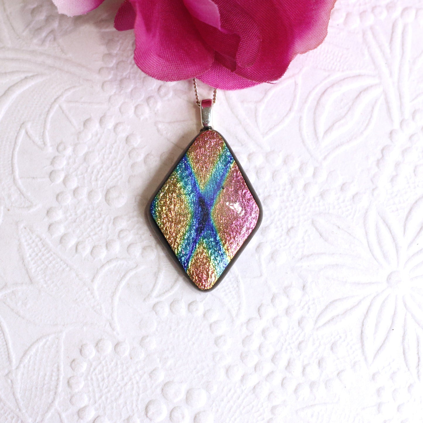 Fused Glass Necklace - 3578