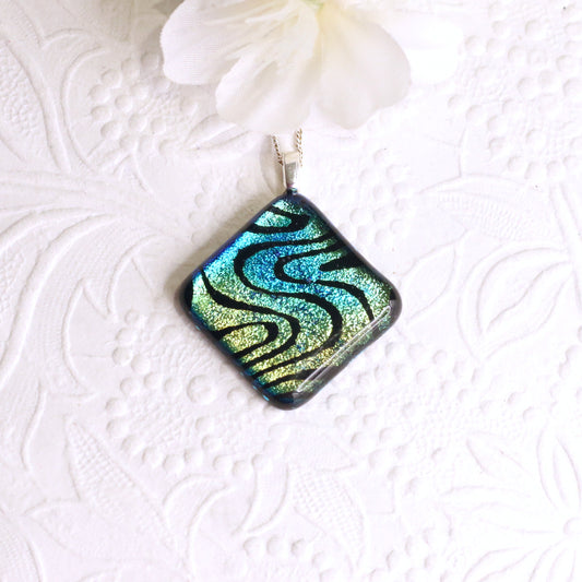 Fused Glass Necklace - 3587