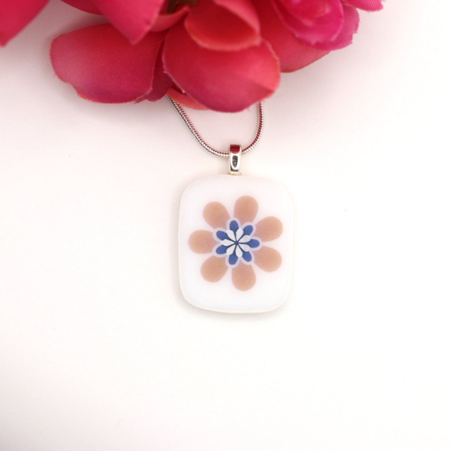 Retro Fused Glass Necklace - 3641