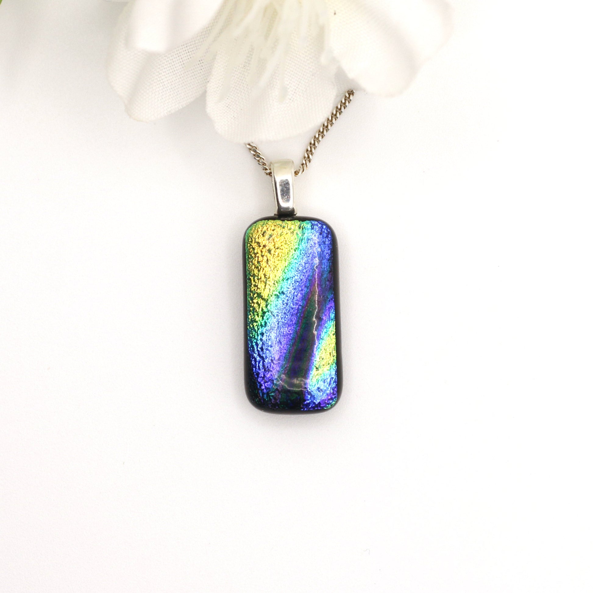 River Fused Glass Necklace - 3649