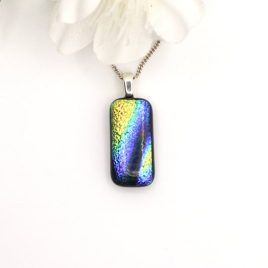 River Fused Glass Necklace - 3649
