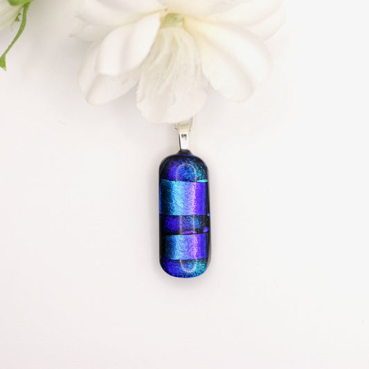 Colorblocked Fused Glass Necklace - 3651
