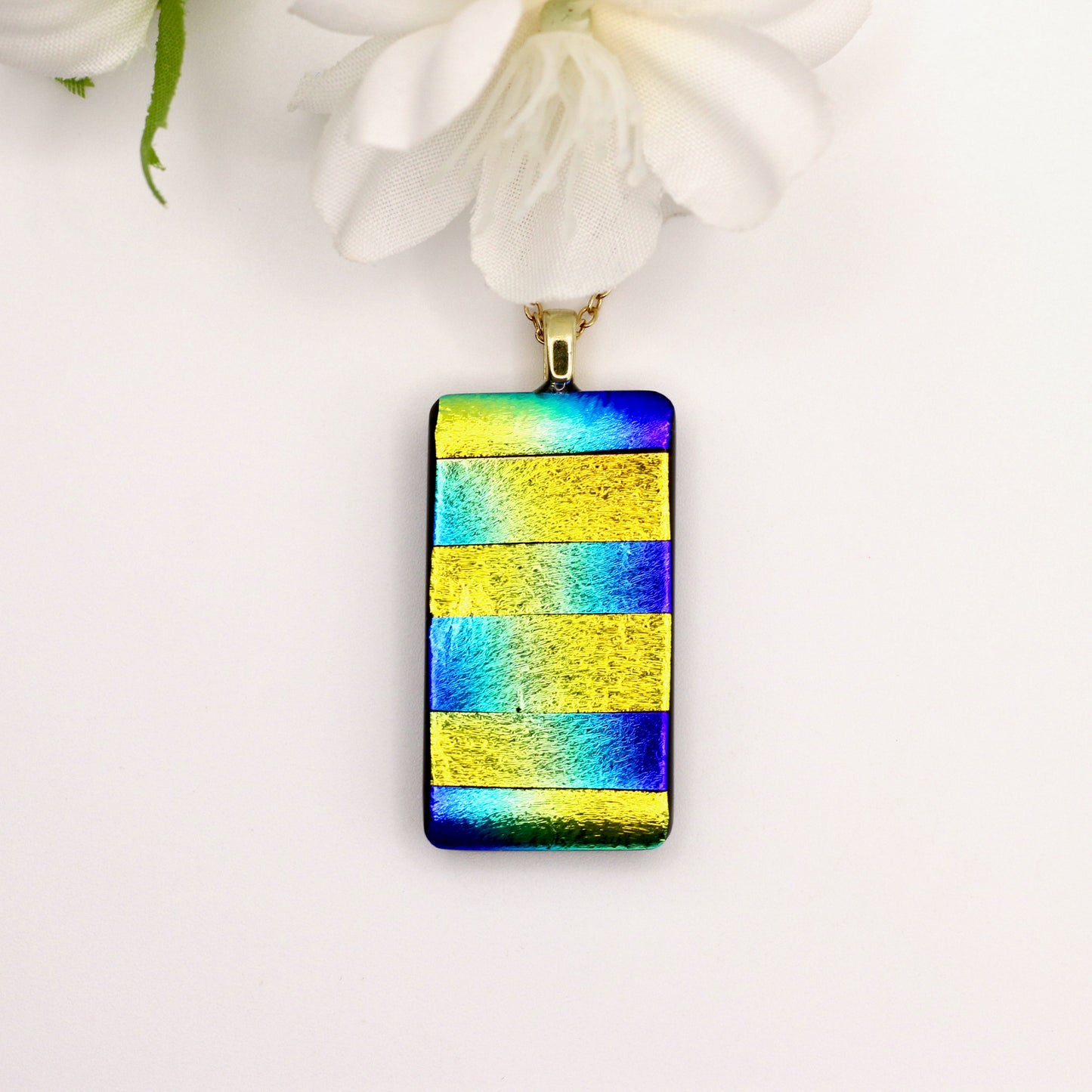 Basketweave Fused Glass Necklace - 3652