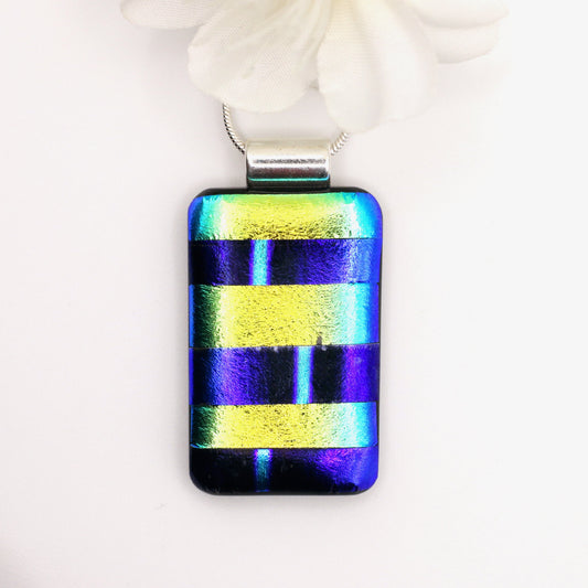 Basketweave Fused Glass Necklace - 3654