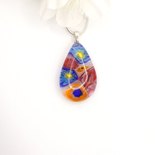 Teardrop Fused Glass Necklace - 3658