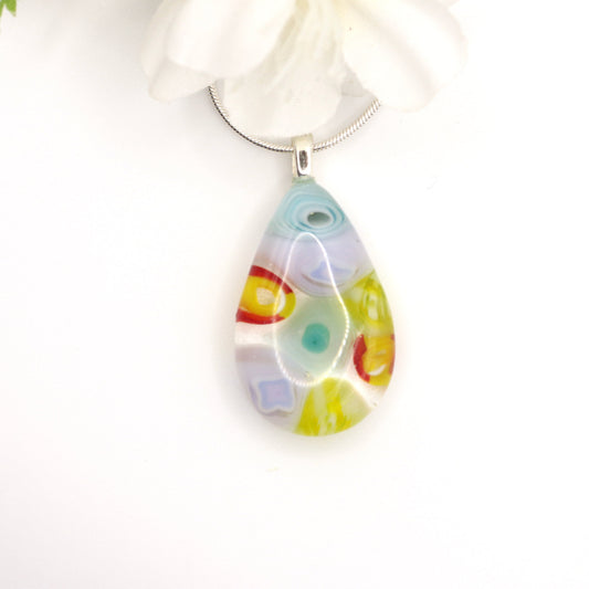 Teardrop Fused Glass Necklace - 3665