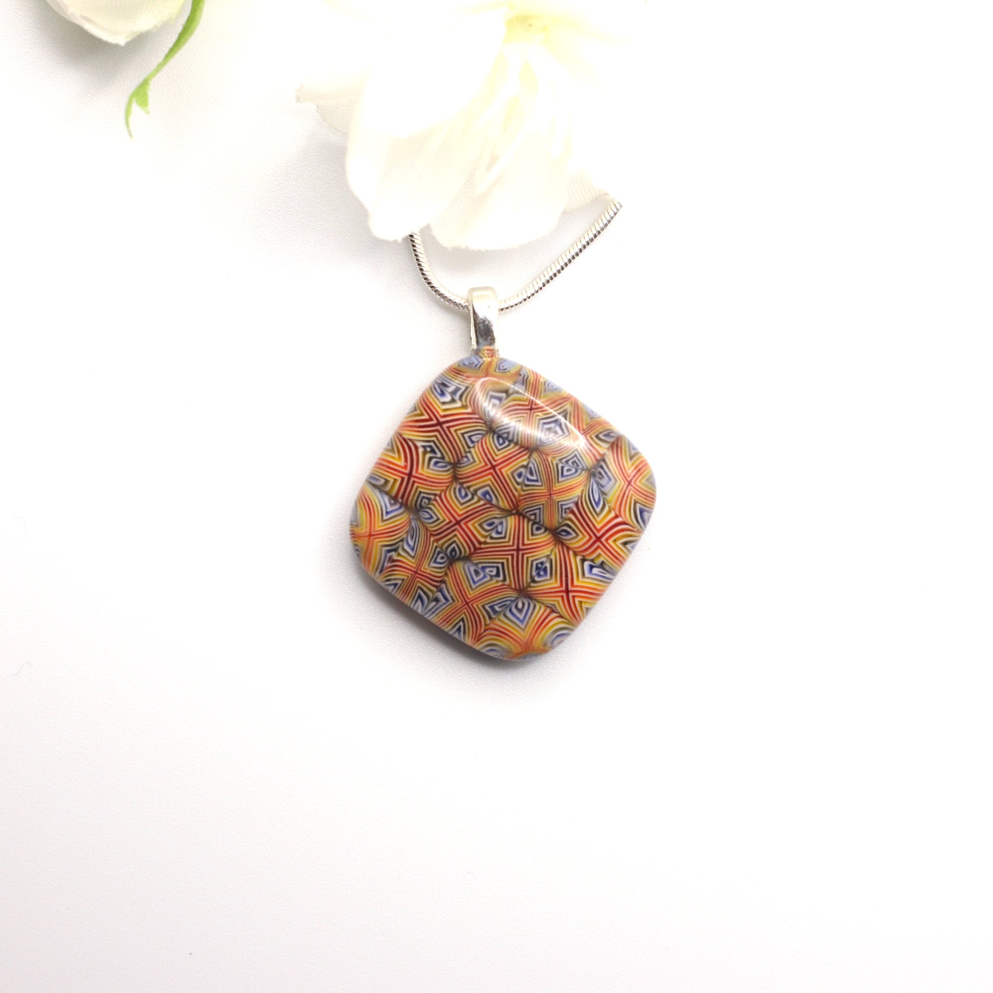 Deep Fused Glass Necklace - 3667