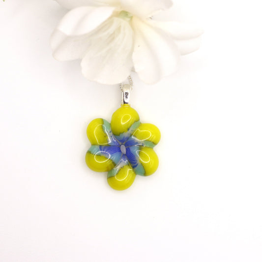 Flower Fused Glass Necklace - 3672