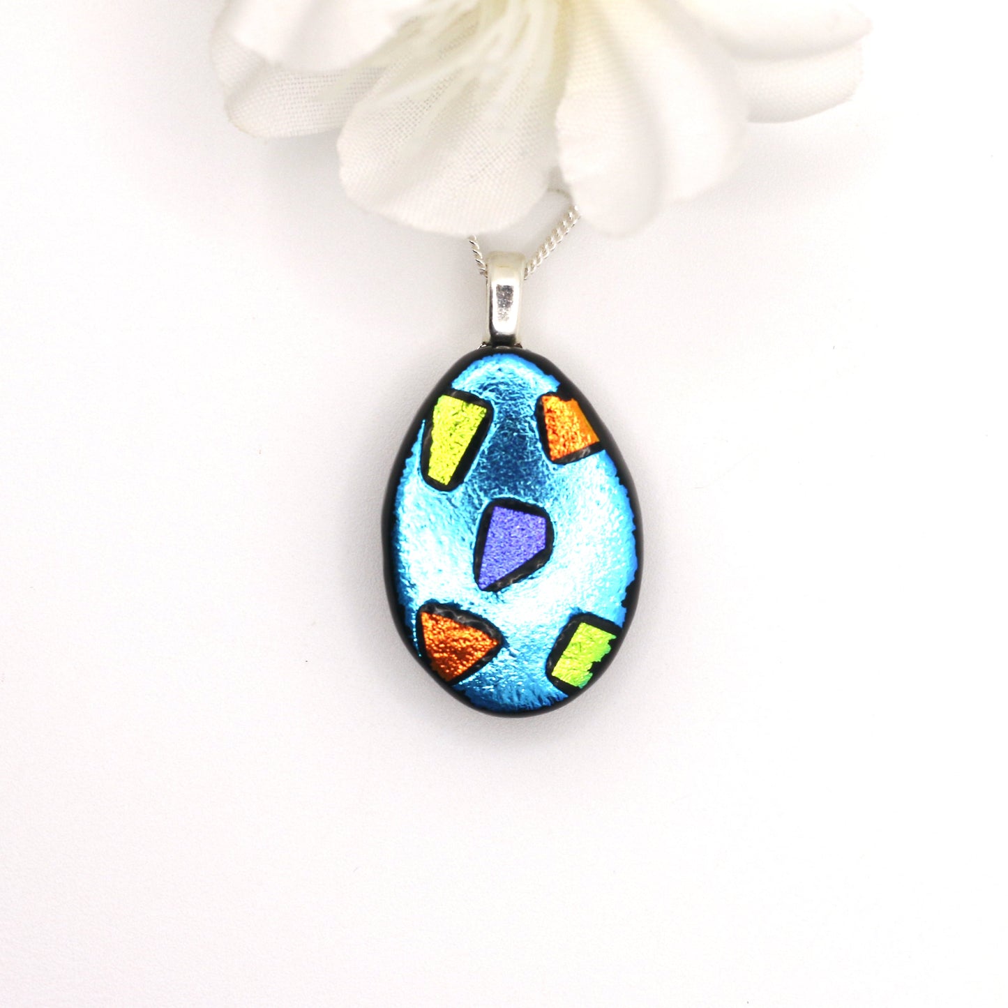 Confetti Dichroic Fused Glass Necklace - 3674