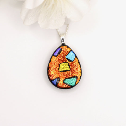 Confetti Dichroic Fused Glass Necklace - 3675