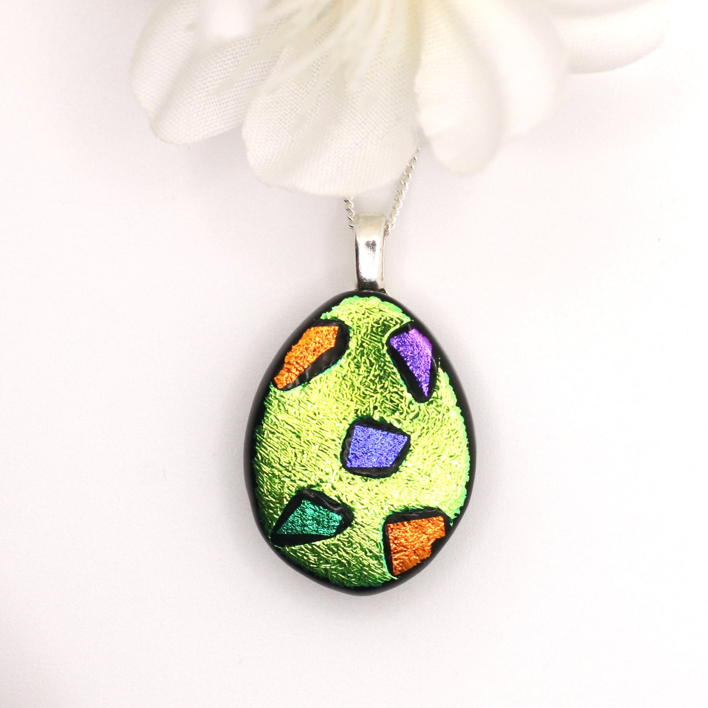 Confetti Dichroic Fused Glass Necklace - 3676