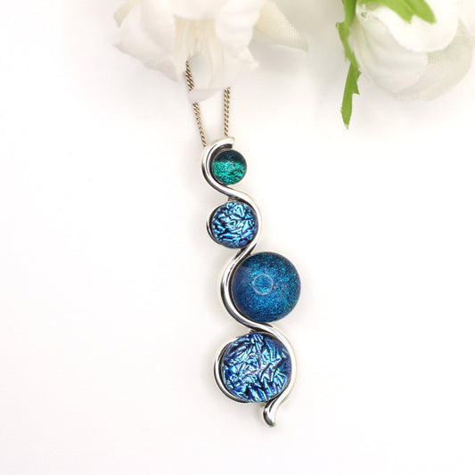 Calming Waves Fused Glass Necklace - 3698