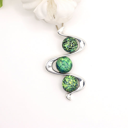 Gentle Curves Fused Glass Necklace - 3710
